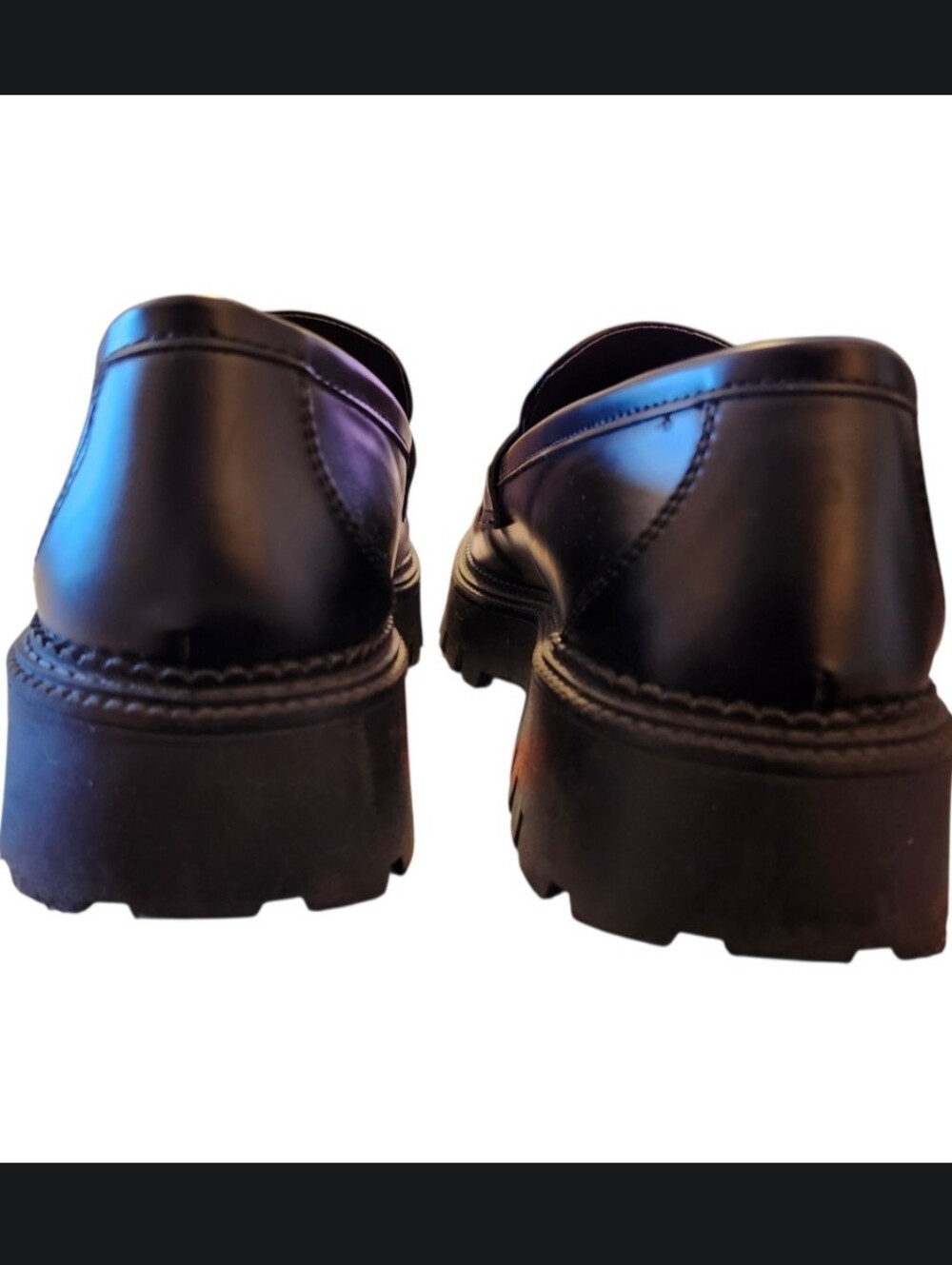 Steve Madden Aerin Lug Sole Chain Design Chunky Sole Slip On Loafer Black 10 - Picture 5 of 8